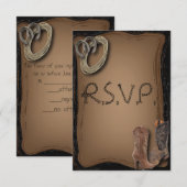 getting hitched western cowboy boots wedding RSVP (Voorkant / Achterkant)