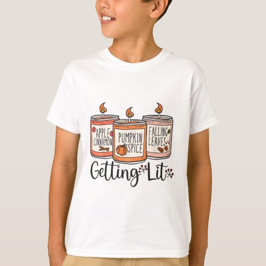 Getting Lit Candles Leuke Herfst Herfst Pompoen Sp T-shirt (Voorkant)