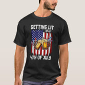 Getting Lit This 4th Of July Day Drinking US Flag T-shirt (Voorkant)