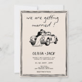 Getting Married Hand Drawn Photo QR Code Wedding Kaart (Voorkant)