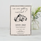 Getting Married Hand Drawn Photo QR Code Wedding Kaart (Staand voorkant)