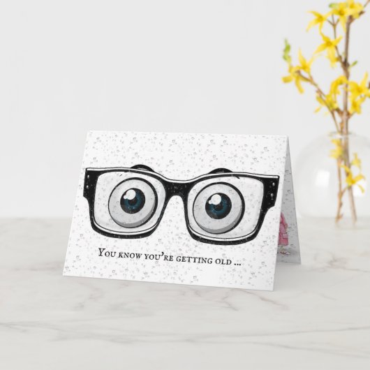 Getting Older Birthday eyeballs and water drops Kaart (Gele Bloem)