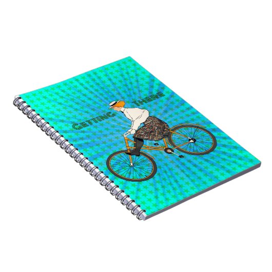 "Getting There" Vrouw Fietser Notitieboek (Rechterzijde)