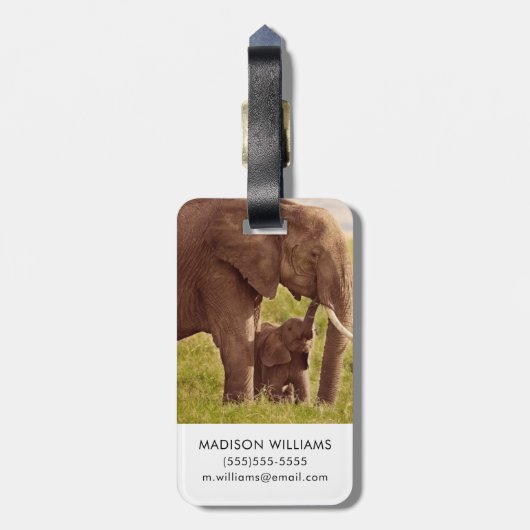 Getty Afbeeldingen | Elefant en Baby Bagagelabel (Achterkant verticaal)