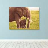 Getty Afbeeldingen | Elefant en Baby Canvas Afdruk (Insitu (Houten vloer))