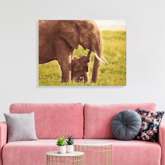 Getty Afbeeldingen | Elefant en Baby Canvas Afdruk (Insitu (Woonkamer))