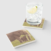 Getty Afbeeldingen | Elefant en Baby Stenen Onderzetter (Zijkant)