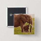 Getty Afbeeldingen | Elefant en Baby Vierkante Button 5,1 Cm (Voorkant /achterkant)