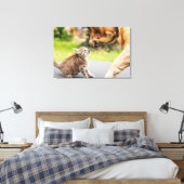 Getty Afbeeldingen | Hond en kat in liefde Canvas Afdruk (Insitu (Slaapkamer))