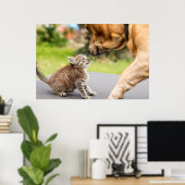 Getty Afbeeldingen | Hond en kat in liefde Poster (Thuiskantoor)