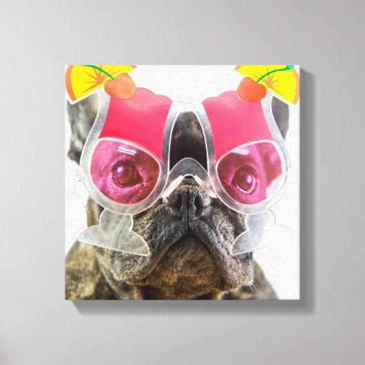 Getty Afbeeldingen | Hond met cocktailglazen Canvas Afdruk (Voorkant)