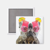 Getty Afbeeldingen | Hond met cocktailglazen Magneet (Voorkant / Achterkant)