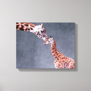 Getty Afbeeldingen   Moeder en Baby Giraffe Canvas Afdruk