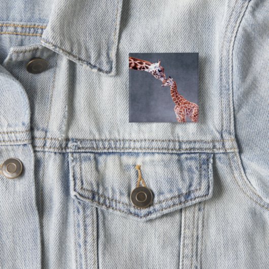 Getty Afbeeldingen | Moeder en Baby Giraffe Vierkante Button 5,1 Cm (In situ)