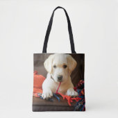 Getty Afbeeldingen | Puppy op een sofa Tote Bag (Voorkant)