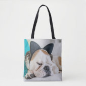 Getty Afbeeldingen | Sleepy Dog met Cat Headband Tote Bag (Voorkant)