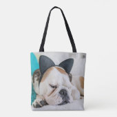 Getty Afbeeldingen | Sleepy Dog met Cat Headband Tote Bag (Achterkant)