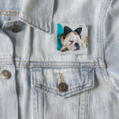Getty Afbeeldingen | Sleepy Dog met Cat Headband Vierkante Button 5,1 Cm (In situ)