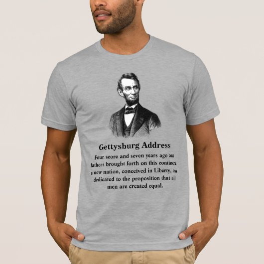 Gettysburg Adres Abraham Lincoln nov. 19, 1863 T-shirt (Voorkant)