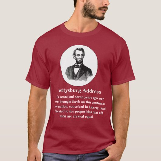 Gettysburg Adres Abraham Lincoln nov. 19, 1863 T-shirt (Voorkant)