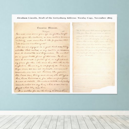 Gettysburg Adres Nicolay Copy (1863) Canvas Afdruk (Insitu (Houten vloer))