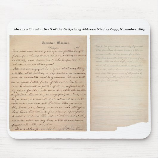 Gettysburg Adres Nicolay Copy (1863) Muismat (Voorkant)