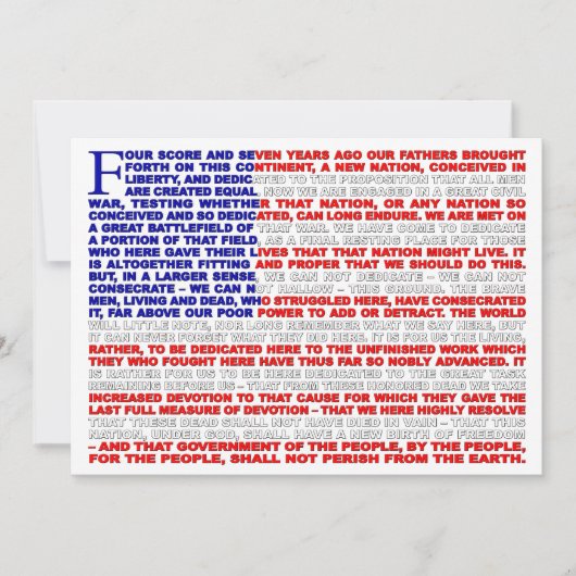 Gettysburg Adres Uitnodiging (Voorkant)