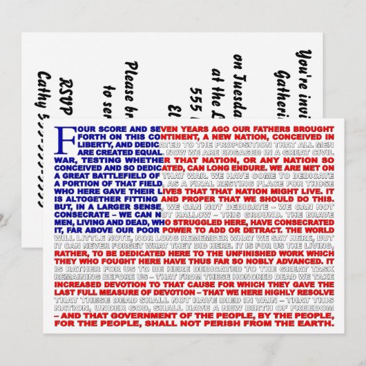 Gettysburg Adres Uitnodiging (Voorkant / Achterkant)