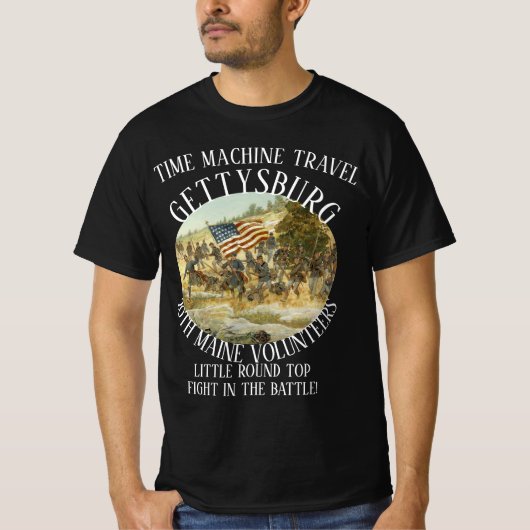 GETTYSBURG AMERIKAANSE BURGEROORLOG 20E MAINE VRIJ T-SHIRT (Voorkant)