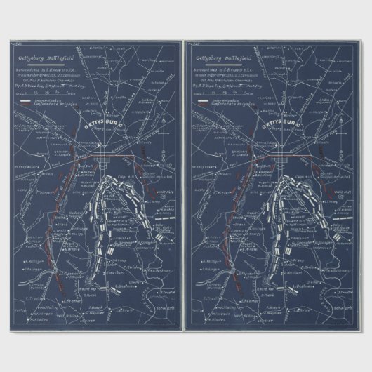 Gettysburg Battlefield Civil War Map (1863) Cadeaupapier (Vlak)