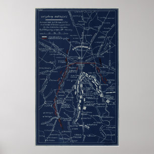 Gettysburg Battlefield Civil War Map (1863) Poster