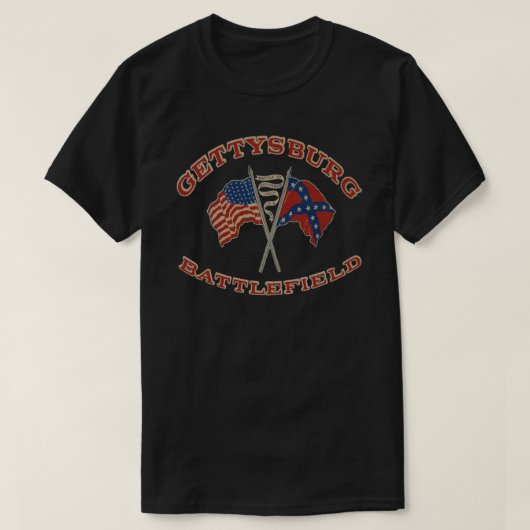  Gettysburg Battlefield en Flags Afbeelding T-shirt (Design voorkant)