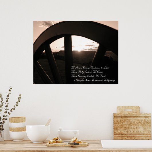Gettysburg: Canon & Sunset met Memorial - Poster (Keuken)