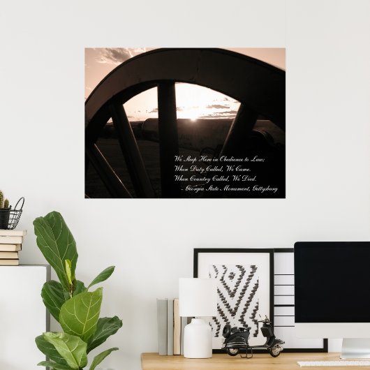 Gettysburg: Canon & Sunset met Memorial - Poster (Thuiskantoor)
