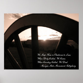 Gettysburg: Canon & Sunset met Memorial - Poster