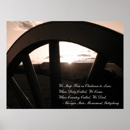 Gettysburg: Canon & Sunset met Memorial - Poster (Voorkant)