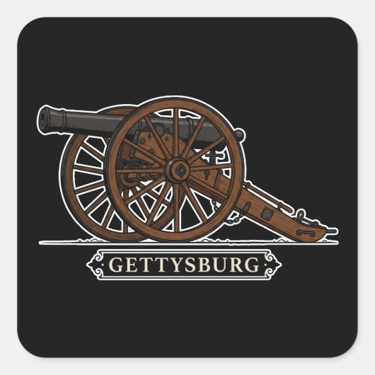 Gettysburg-kanon Vierkante Sticker (Voorkant)