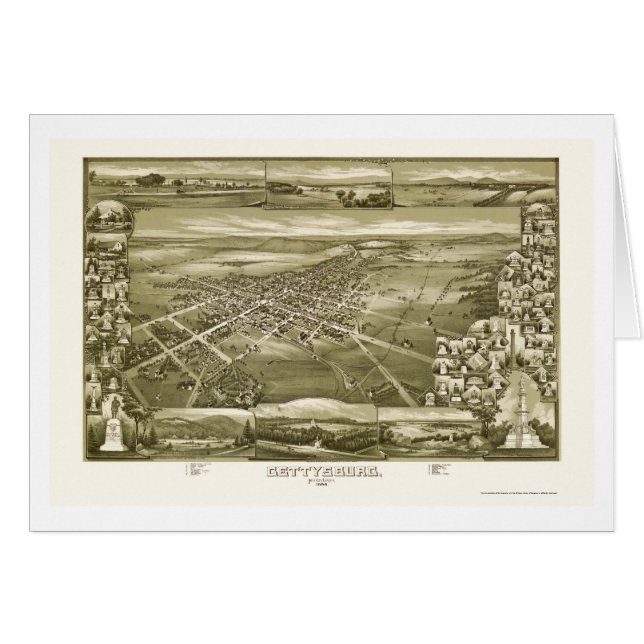 Gettysburg, PA Panoramic Map - 1888 (Voorkant Horizontaal)