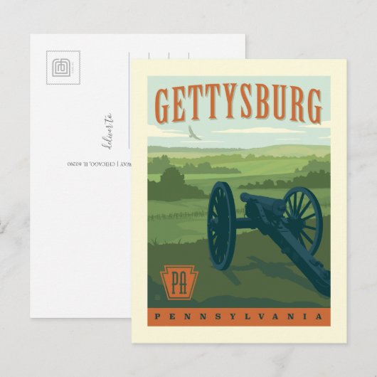 Gettysburg, Pennsylvania Briefkaart (Voorkant / Achterkant)