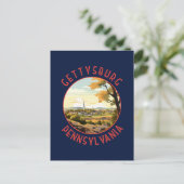 Gettysburg Pennsylvania Retro Verdrietige Cirkel Briefkaart (Staand voorkant)