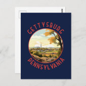 Gettysburg Pennsylvania Retro Verdrietige Cirkel Briefkaart (Voorkant / Achterkant)