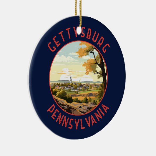 Gettysburg Pennsylvania Retro Verdrietige Cirkel Keramisch Ornament (Rechts)