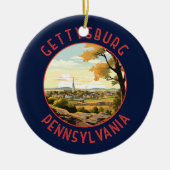 Gettysburg Pennsylvania Retro Verdrietige Cirkel Keramisch Ornament (Voorkant)