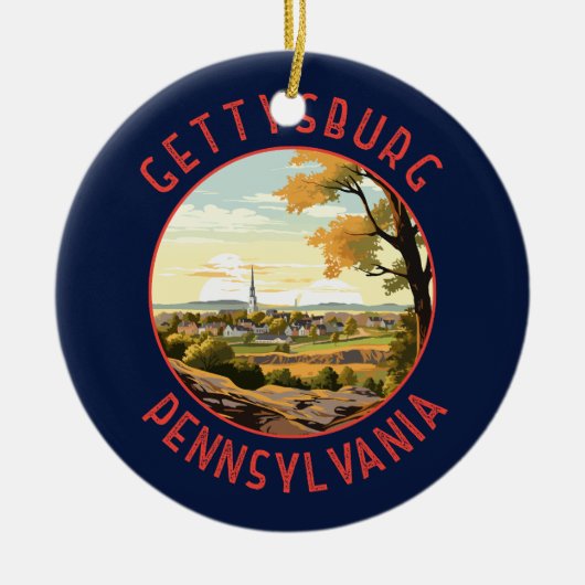 Gettysburg Pennsylvania Retro Verdrietige Cirkel Keramisch Ornament (Voorkant)
