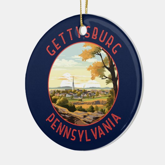 Gettysburg Pennsylvania Retro Verdrietige Cirkel Keramisch Ornament (Links)