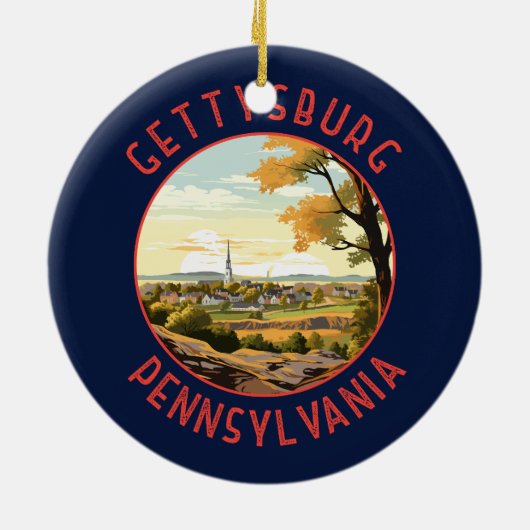 Gettysburg Pennsylvania Retro Verdrietige Cirkel Keramisch Ornament (Achterkant)