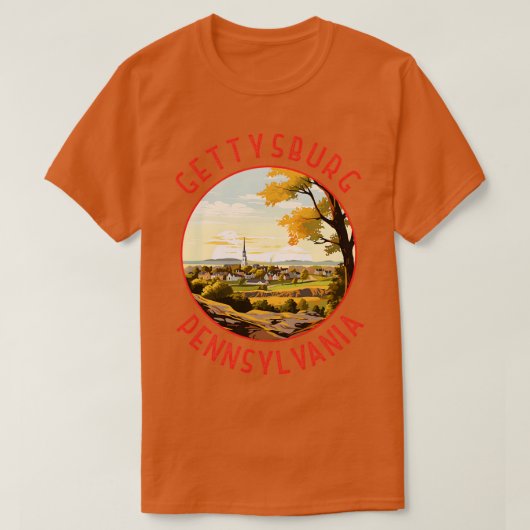 Gettysburg Pennsylvania Retro Verdrietige Cirkel T-shirt (Design voorkant)