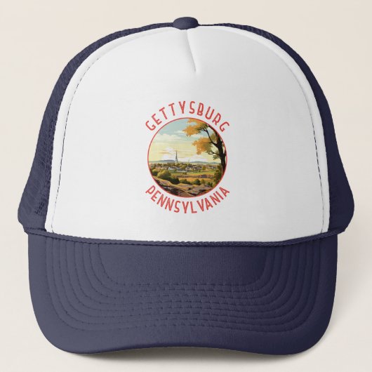 Gettysburg Pennsylvania Retro Verdrietige Cirkel Trucker Pet (Voorkant)