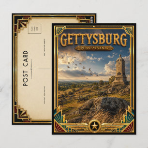 Gettysburg Pennsylvania Vintage Art Deco Gouden Ee Briefkaart