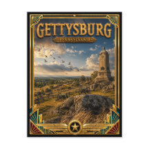 Gettysburg Pennsylvania Vintage Art Deco Gouden Ee